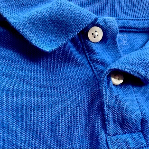 4/$20💥Girls Henley Puff Sleeve Polo Shirt, Ultramarine Blue, Cotton Pique - Picture 2 of 7